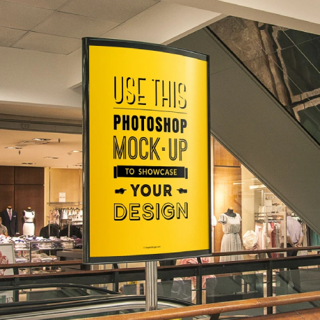 Mockup of Digital Signage For Digital Advertisement In A Shopping Mall.